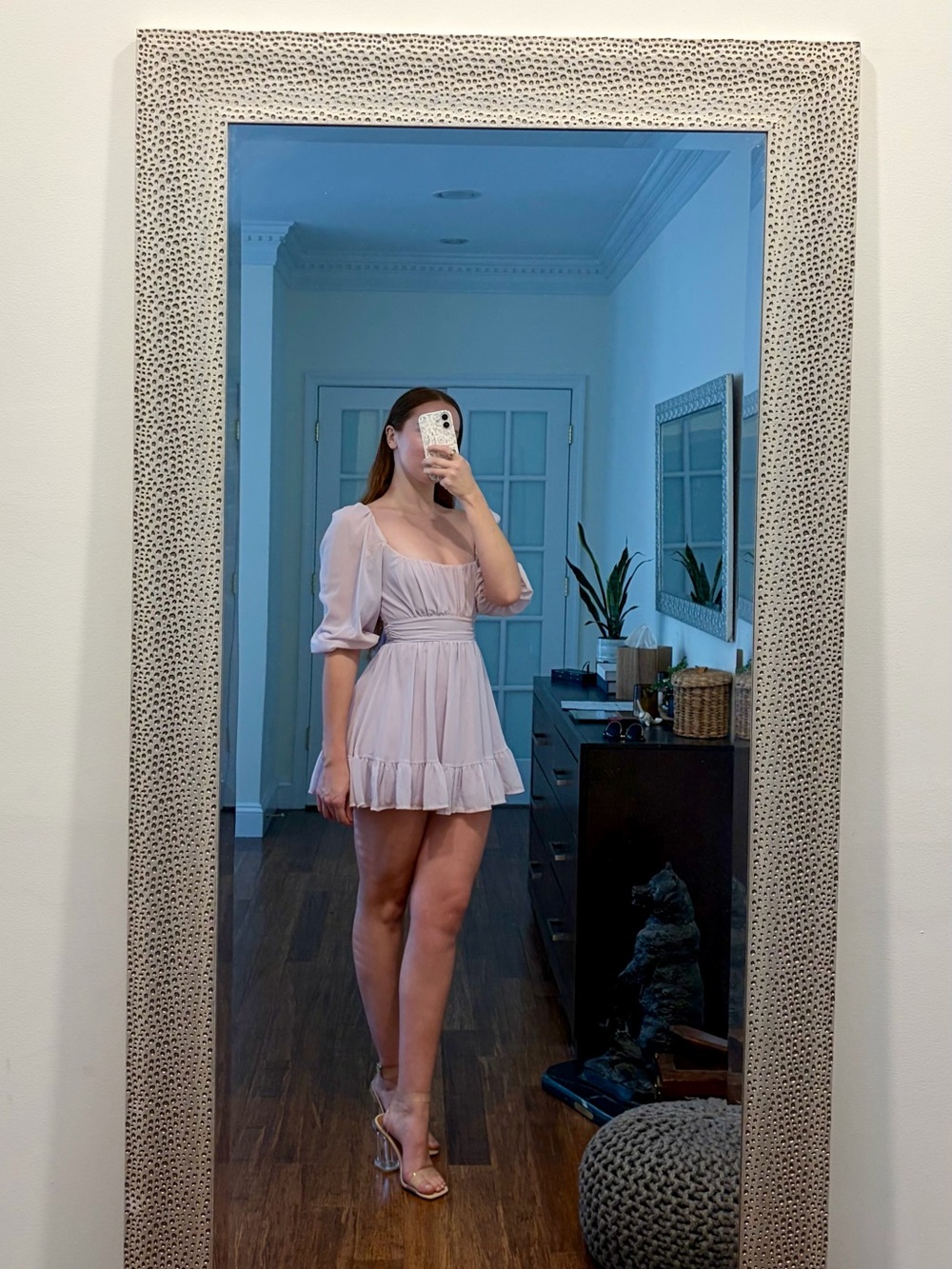 Lucy in the Sky Puff-Sleeve Mini Dress in Light Lilac